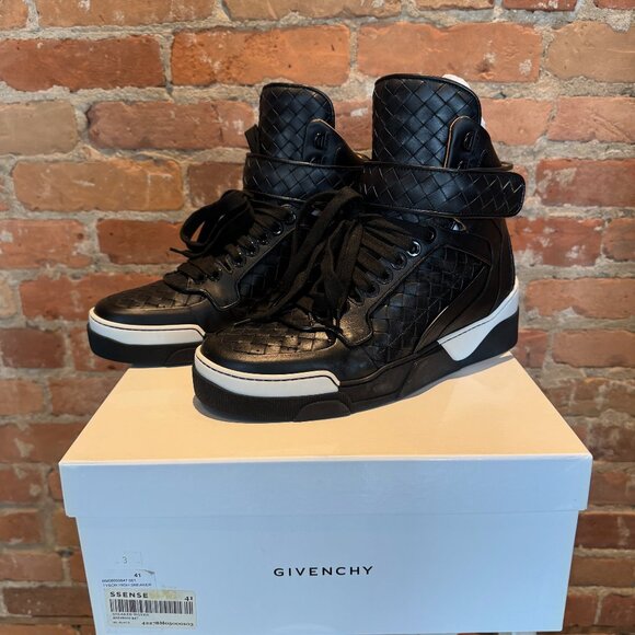 Givenchy Tyson High-Top Sneakers – Black Woven Leather Size 41 (US 8) | w/ Box - Picture 1 of 7